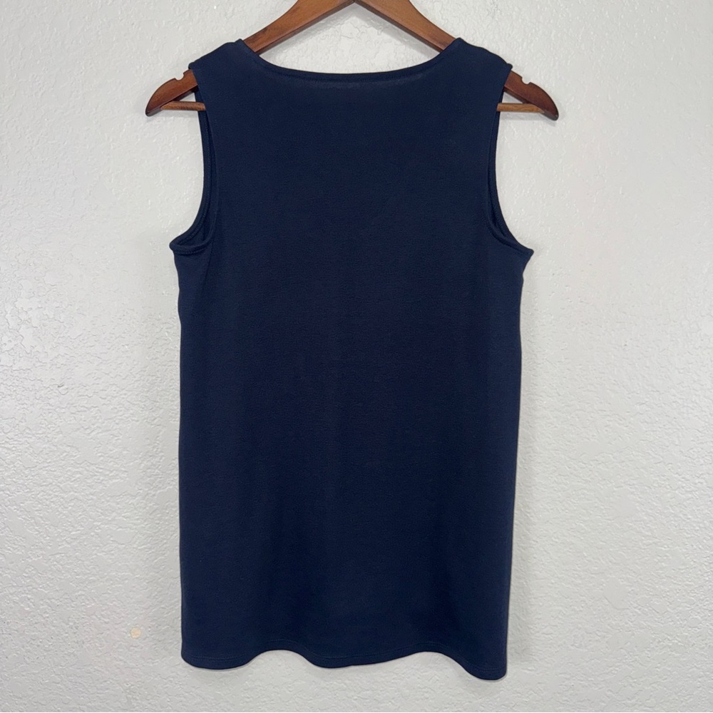 J. Jill Classic Blue Tank Top Small 100% Pima cotton rounded v-neck basic #cc - Picture 2 of 9